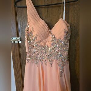 High-low peach dress